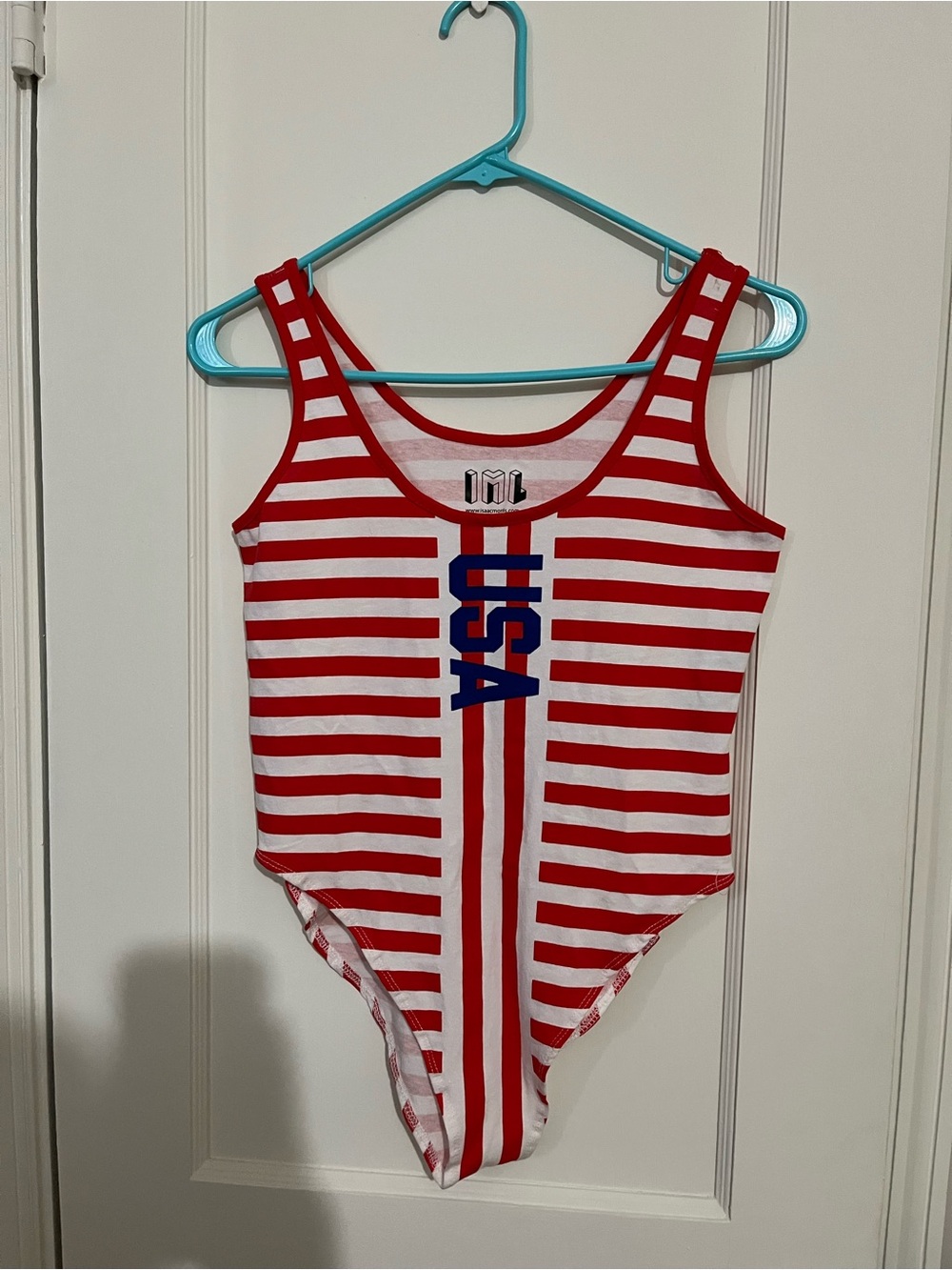 Mi Red & White Striped USA Kids One-Piece Swimsuit